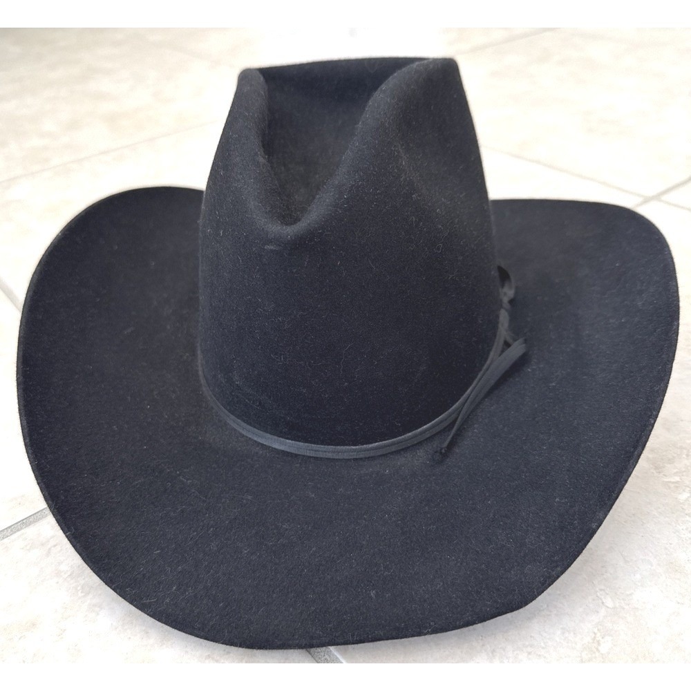 Resistol Black Felt Western Cowboy Hat Mens Size 7 F18305 Cattleman Crease